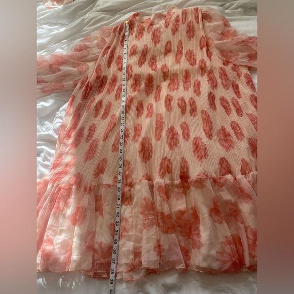 Sante Grace Pink Floral Sheer Pleated Ruffle Mini Dress Size 4X - Picture 8 of 11